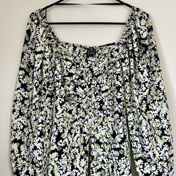 NWT Vero Moda Chaddie Ditsy Floral Boho Long Sleeve Ruched Mini Dress - XL - Picture 3 of 10